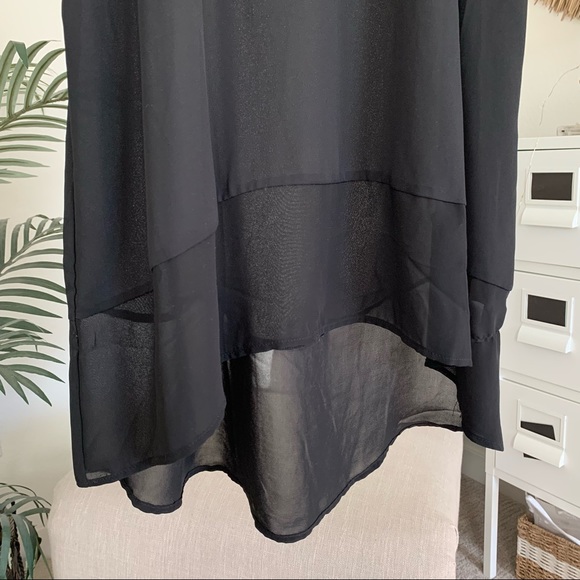 🪴$5/25🪴 lush black semi sheer high low sleeveless blouse tunic top small - Picture 7 of 9